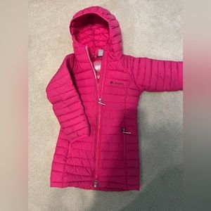 Darling hot pink puffer jacket in size 6/6x